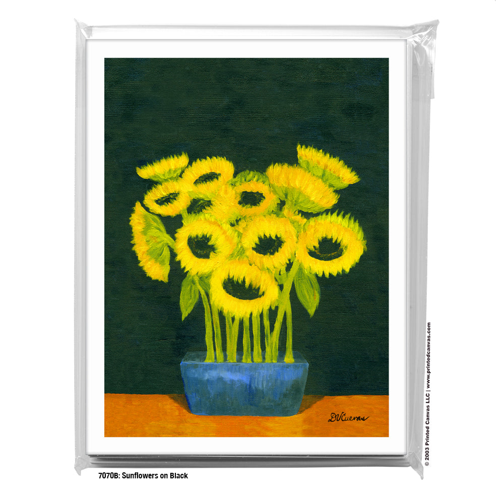 Sunflowers on Black, Greeting Card (#7070B)