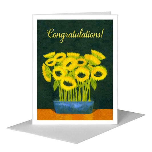 Sunflowers on Black, Greeting Card (#7070C) A2 Card Front, www.printedcanvas.com