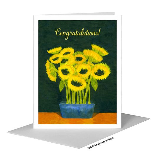 Sunflowers on Black, Greeting Card (#7070C)