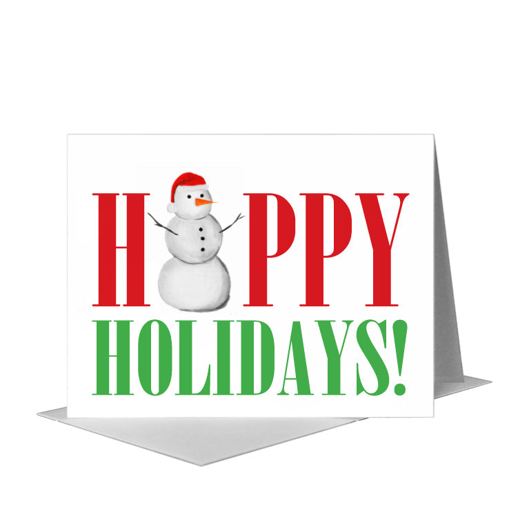 Buttons Snowman, Greeting Card (#7088N), A2 Card Front, www.printedcanvas.com