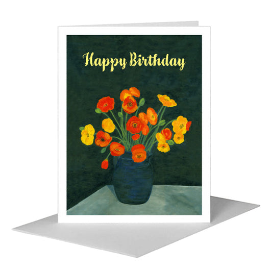 Poppies on Black, Greeting Card (#7090A) A2 Card Front, www.printedcanvas.com