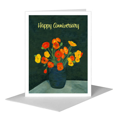 Poppies on Black, Greeting Card (#7090D) A2 Card Front, www.printedcanvas.com