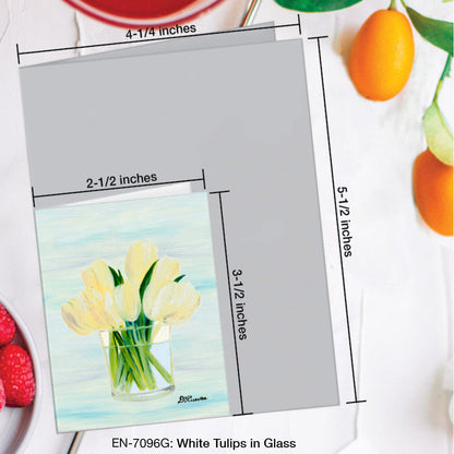 White Tulips in Glass, Greeting Card (#7096G), Enclosure Card, www.printedcanvas.com
