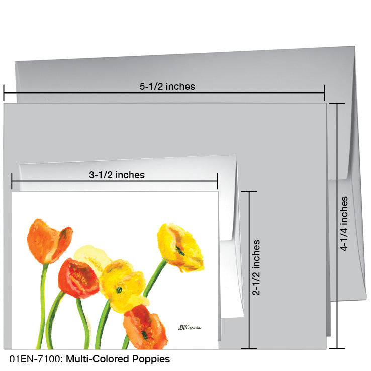 Multi-Colored Poppies, Greeting Card (7100A), Enclosure Card, www.printedcanvas.com