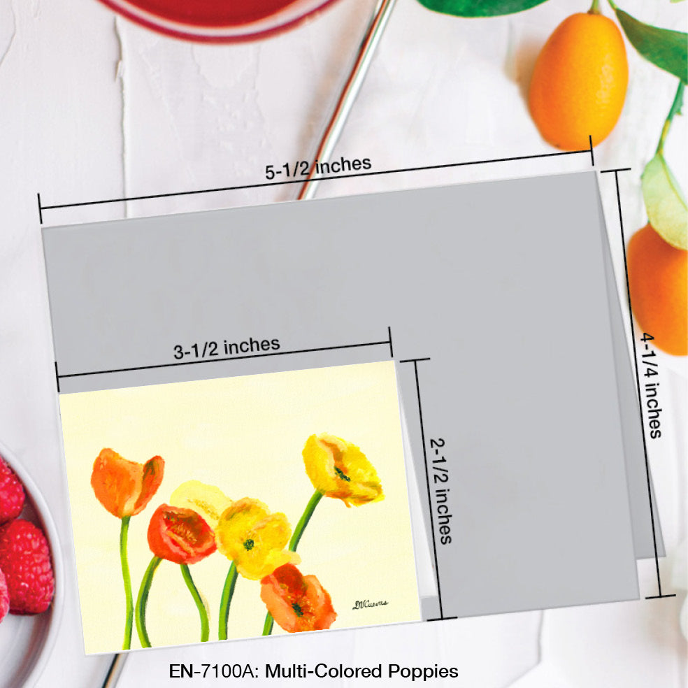 Multi-Colored Poppies, Greeting Card (7100A), Enclosure Card, www.printedcanvas.com