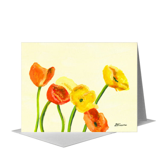 Multi-Colored Poppies, Greeting Card (#7100A) A2 Card Front, www.printedcanvas.com