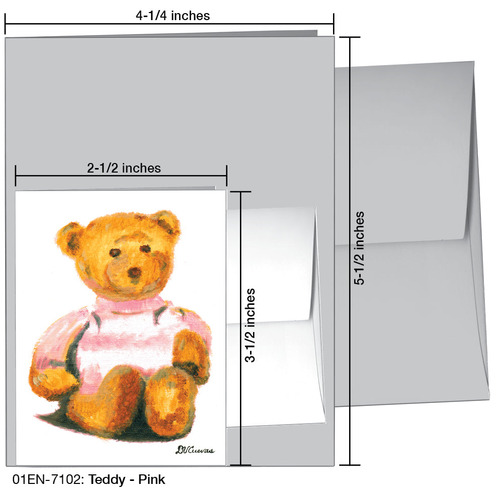 Teddy - Pink, Greeting Card (7102), Enclosure, printedcanvas.com