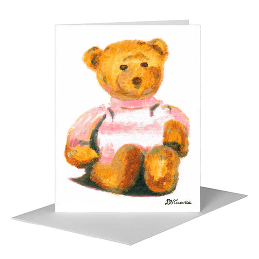 Teddy - Pink, Greeting Card (#7102A) A2 Card Front, www.printedcanvas.com