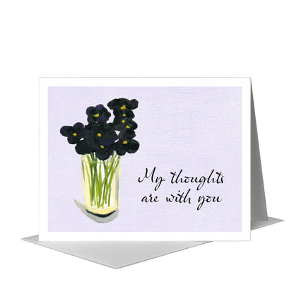 Black Pansies, Greeting Card (#7108A) A2 Card Front, www.printedcanvas.com