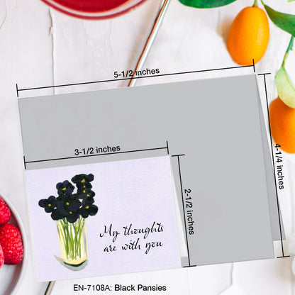 Black Pansies, Greeting Card (7108A), Enclosure, www.printedcanvas.com