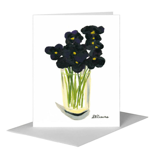 Black Pansies, Greeting Card (#7108B) A2 Card Front, www.printedcanvas.com