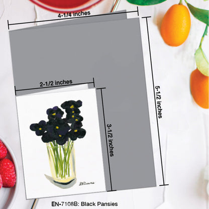 Black Pansies, Greeting Card (7108B), Enclosure Card, www.printedcanvas.com