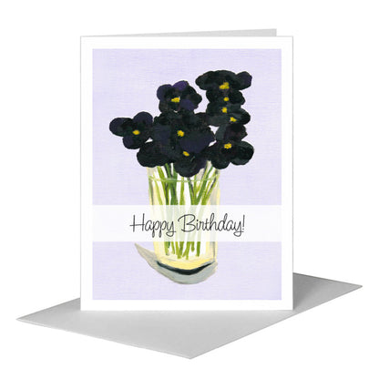 Black Pansies, Greeting Card (#7108D), A2 Card Front, www.printedcanvas.com