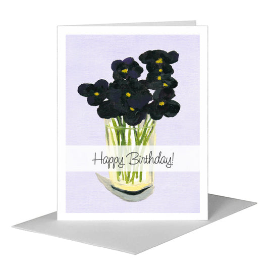 Black Pansies, Greeting Card (#7108D) A2 Card Front, www.printedcanvas.com