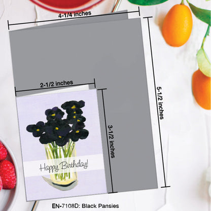 Black Pansies, Greeting Card (7108D), Enclosure, www.printedcanvas.com