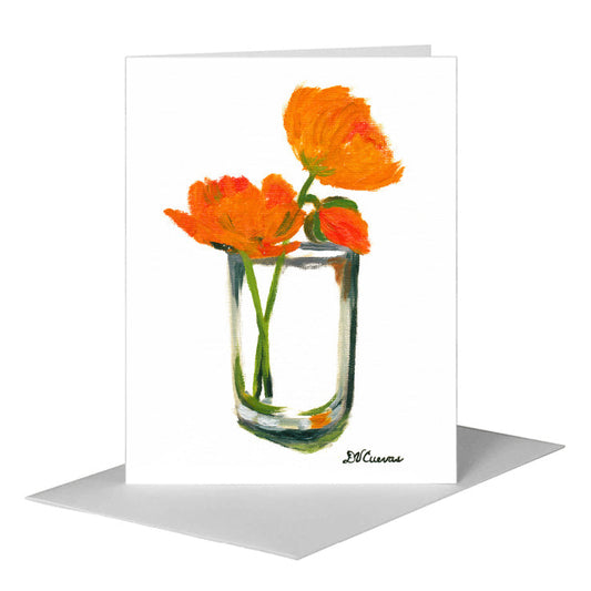 Poppies in Glass, Greeting Card (#7110C) A2 Card Front, www.printedcanvas.com