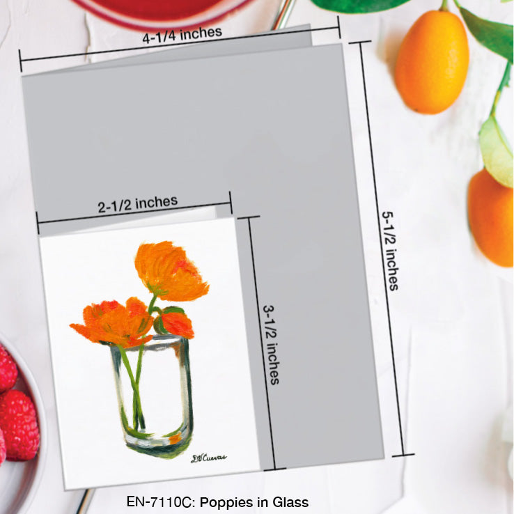 Poppies in Glass, Greeting Card (7110C), Enclosure Card, www.printedcanvas.com