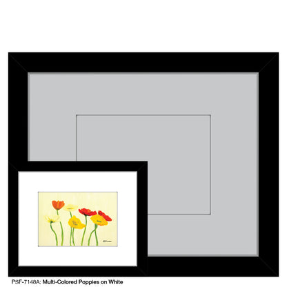 Multi-Colored Poppies on White, Print (#7148A)