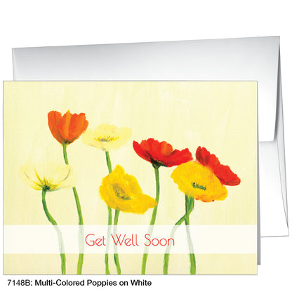 Multi-Colored Poppies on White, Greeting Card (#7148B), A2 Card, www.printedcanvas.com
