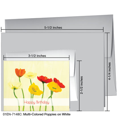 Multi-Colored Poppies on White, Greeting Card (#7148C), Enclosure, www.printedcanvas.com