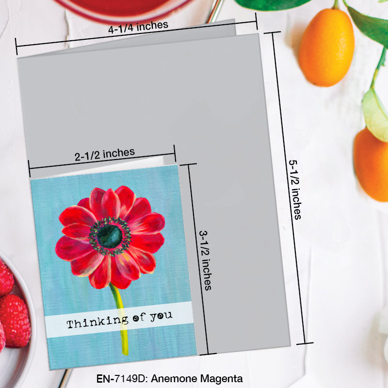 Anemone Magenta, Greeting Card (7149D), Enclosure, www.printedcanvas.com