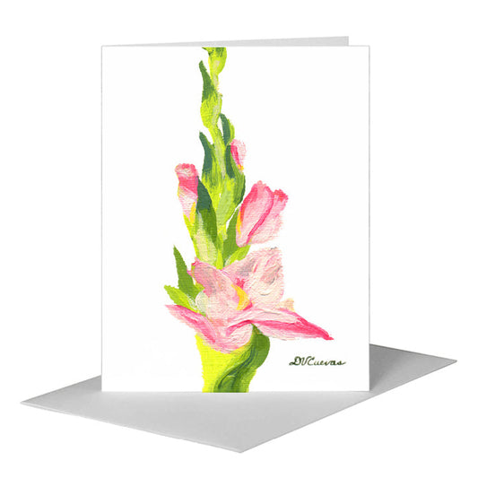 Gladiolus 'Priscilla', Greeting Card (#7167A) A2 Card Front, www.printedcanvas.com
