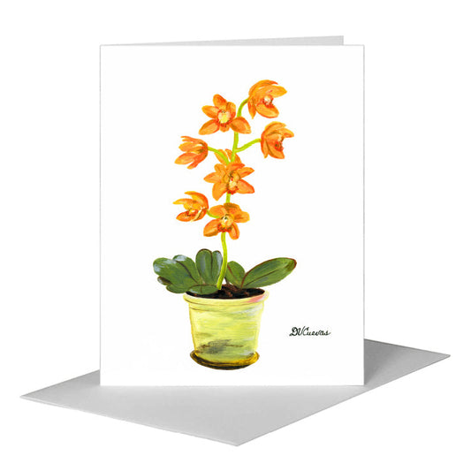 Orchid 'Cybidium', Greeting Card (#7169C) A2 Card Front, www.printedcanvas.com