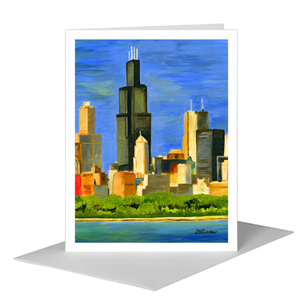 Chicago Skyline, Greeting Card (#7196C) A2 Card Front, www.printedcanvas.com