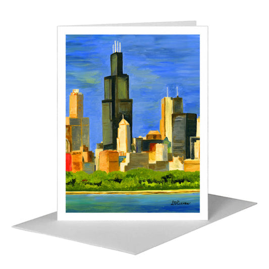 Chicago Skyline, Greeting Card (#7196C) A2 Card Front, www.printedcanvas.com
