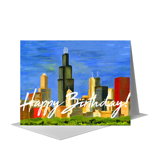 Chicago Skyline, Greeting Card (#7196D) A2 Card Front, www.printedcanvas.com