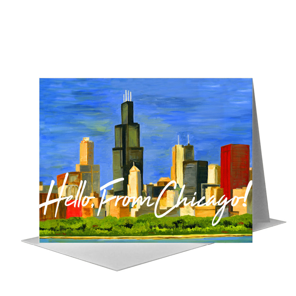 Chicago Skyline, Greeting Card (#7196F) A2 Card Front, www.printedcanvas.com