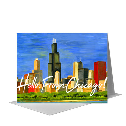 Chicago Skyline, Greeting Card (#7196F) A2 Card Front, www.printedcanvas.com