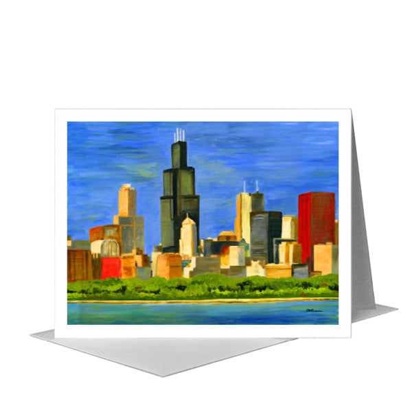 Chicago Skyline, Greeting Card (#7196A), A2 Card Front, www.printedcanvas.com