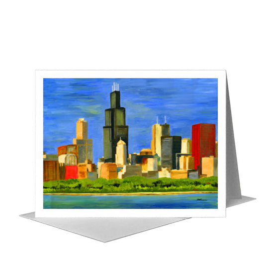 Chicago Skyline, Greeting Card (#7196A) A2 Card Front, www.printedcanvas.com