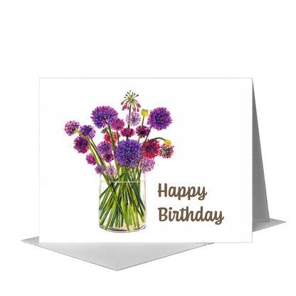 Alliums in Vase, Greeting Card (#7203D) A2 Card Front, www.printedcanvas.com