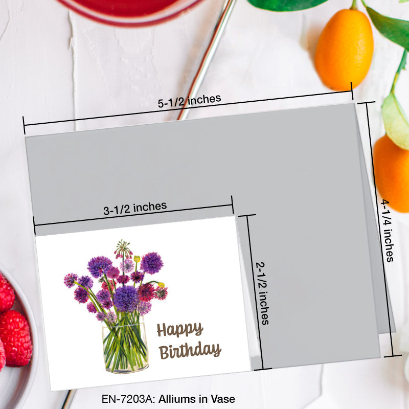 Alliums in Vase, Greeting Card (7203D), Enclosure, www.printedcanvas.com