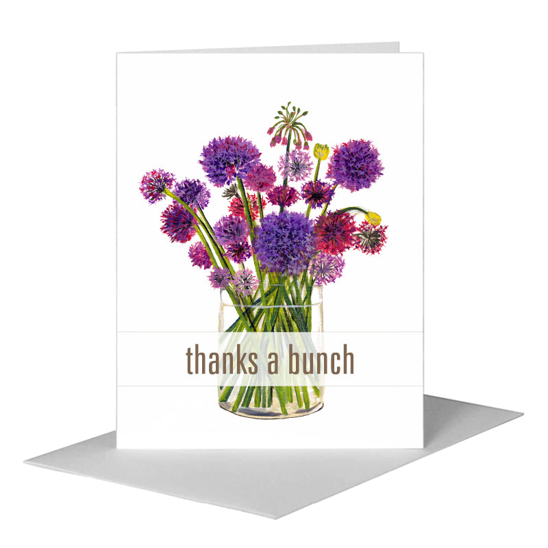 Alliums in Vase, Greeting Card (#7203BA), A2 Card Front, www.printedcanvas.com
