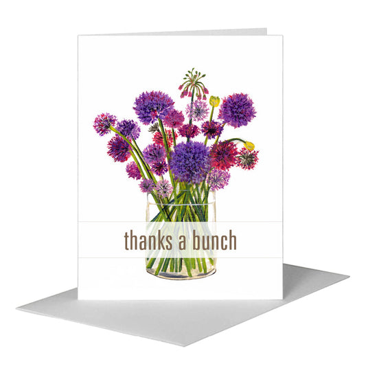 Alliums in Vase, Greeting Card (#7203BA) A2 Card Front, www.printedcanvas.com