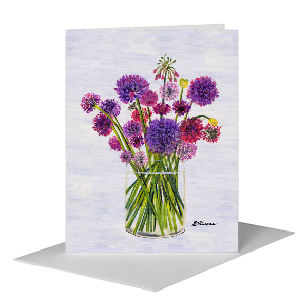 Alliums in Vase, Greeting Card (#7203F), A2 Card Front, www.printedcanvas.com