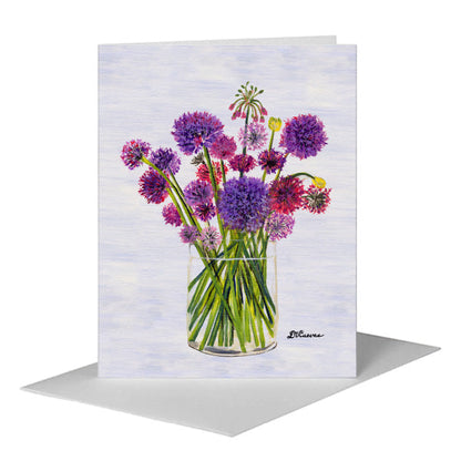 Alliums in Vase, Greeting Card (#7203F), A2 Card Front, www.printedcanvas.com
