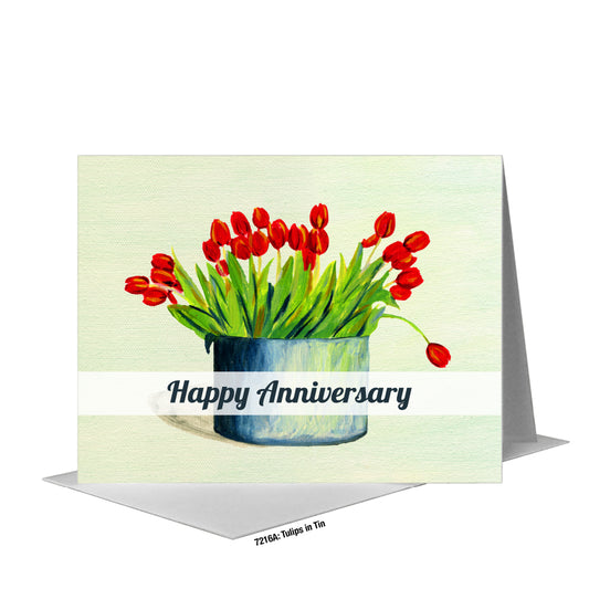Tulips in Tin, Greeting Card (#7216A), A2 Card Front, www.printedcanvas.com