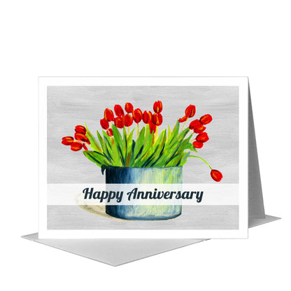 Tulips in Tin, Greeting Card (#7216A), A2 Card Front, www.printedcanvas.com