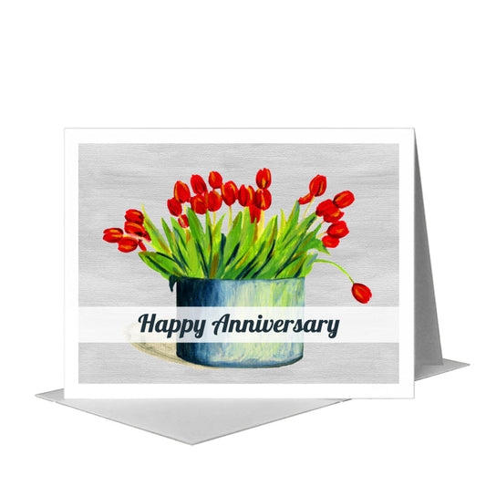Tulips in Tin, Greeting Card (#7216A) A2 Card Front, www.printedcanvas.com