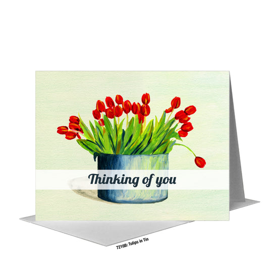 Tulips in Tin, Greeting Card (#7216B), A2 Card Front, www.printedcanvas.com