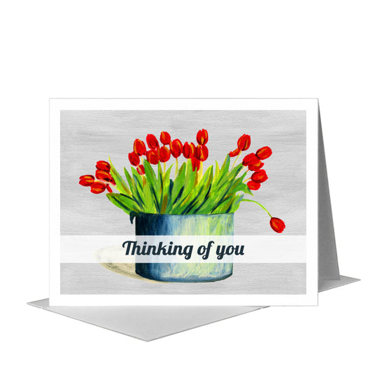 Tulips in Tin, Greeting Card (#7216B) A2 Card Front, www.printedcanvas.com