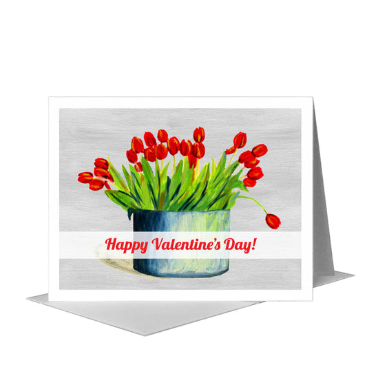 Tulips in Tin, Greeting Card (#7216C) A2 Card Front, www.printedcanvas.com