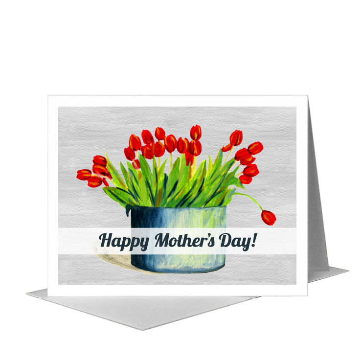 Tulips in Tin, Greeting Card (#7216M), A2 Card Front, www.printedcanvas.com
