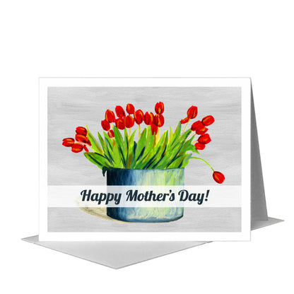 Tulips in Tin, Greeting Card (#7216M), A2 Card Front, www.printedcanvas.com