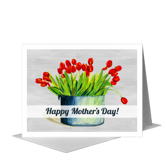 Tulips in Tin, Greeting Card (#7216M) A2 Card Front, www.printedcanvas.com