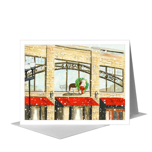 GeneÕs Sausage Shop, Chicago, Greeting Card (#7236A) A2 Card Front, www.printedcanvas.com